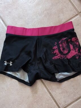 Under Armour Black and Pink Women's Athletic Shorts